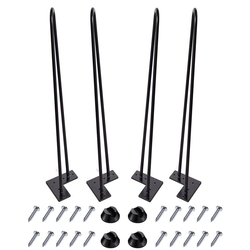 MSOBAIW Hairpin Legs 28 Inch Set of 4, DIY Metal Table Furniture Legs Ideal for Dining Table, Desk, 3/8" Diameter Mid Century Modern Style (71 cm, Black) - Image 1